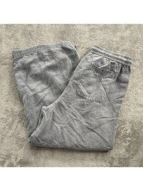 Joie Linen Pants Womens Medium Wide Leg Drawstring Cropped Boho Peasant Casual